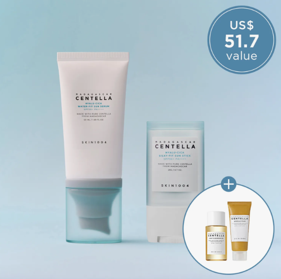 SKIN1004 Perfect Suncare Kit (Sun serum 50ml+Sun stick 20g+Cleansing oil 30ml+Cleansing Foam 20ml)