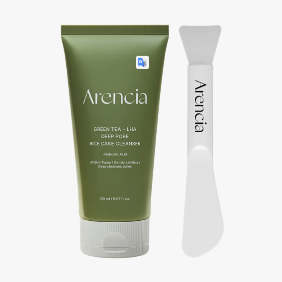 Arencia Green Tea LHA Deep Pore Rice Cake Cleanser 150g Set (+spatula brush)