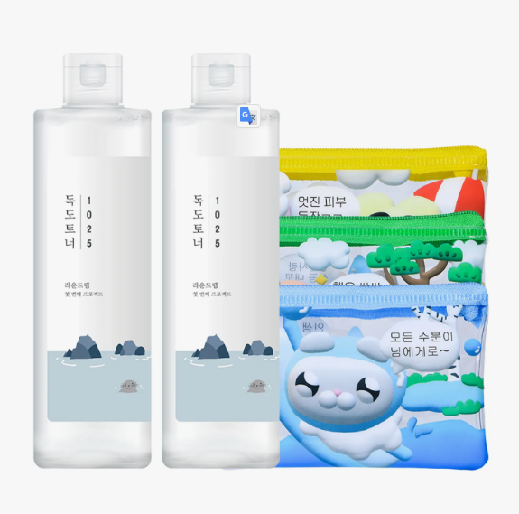 ROUND LAB 1025 Dokdo Toner 300ml 1+1 Set (+Pouch) (NUNUSSI Collaboration)