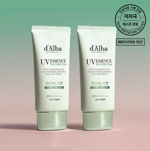 d'Alba Waterfull Tone‑Up Sun Cream Green Correcting Duo Set 50 ml + 50 ml