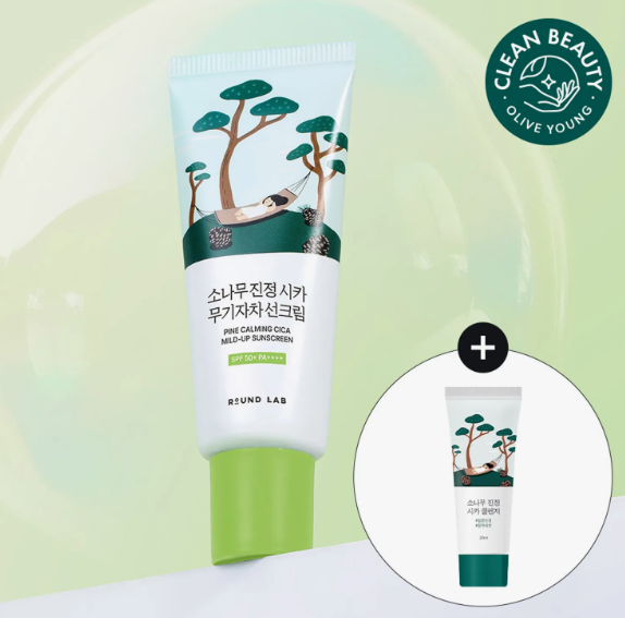 ROUND LAB Pine Calming Cica Mild-up Sun Screen 40ml Set (+Pine Calming Cica Cleaser 10ml)