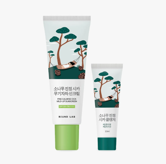 ROUND LAB Pine Calming Cica Mild-up Sun Screen 40ml Set (+Pine Calming Cica Cleaser 10ml)
