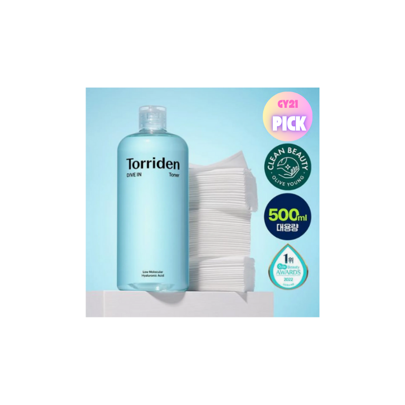 Torriden Dive In Low Molecular Hyaluronic Acid Toner 500mL Special Set (+Cotton Pad 60P)