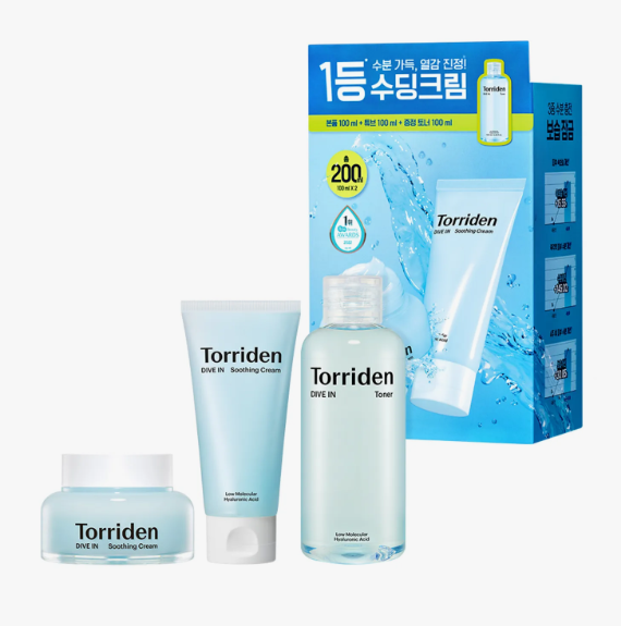 Torriden Dive-In Hyaluronic Acid Soothing Cream 100ml Double Pack (+Toner 100ml)