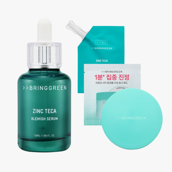 BRINGGREEN Zinc Teca Blemish Serum 50ml + Refill 25ml (+Tea Tree Pads 20P+Pad Case)