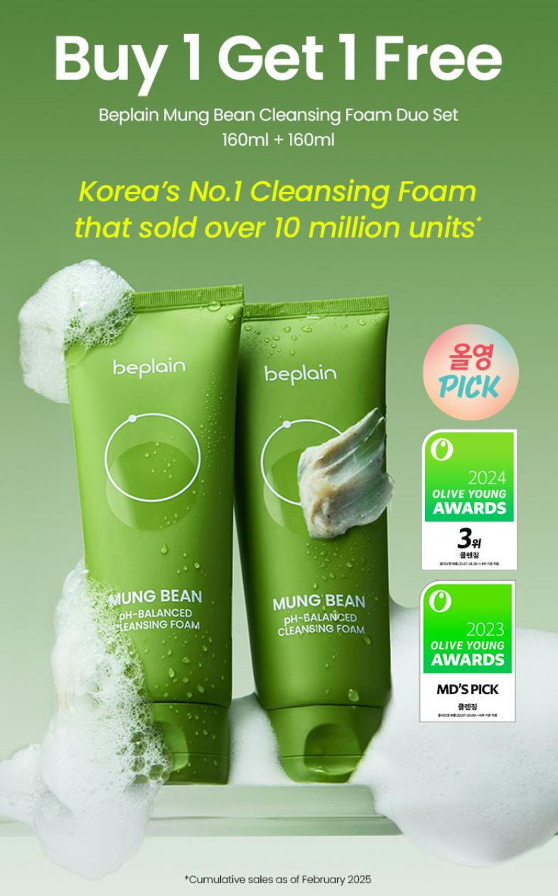 beplain Mung Bean pH-Balancing Cleansing Foam 160ml+160ml