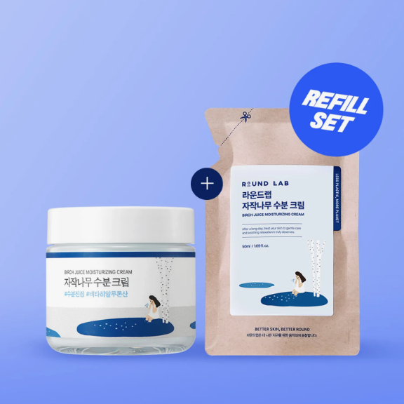 ROUND LAB Birch Juice Moisturizing Cream 80ml Set (+Refill 50ml)