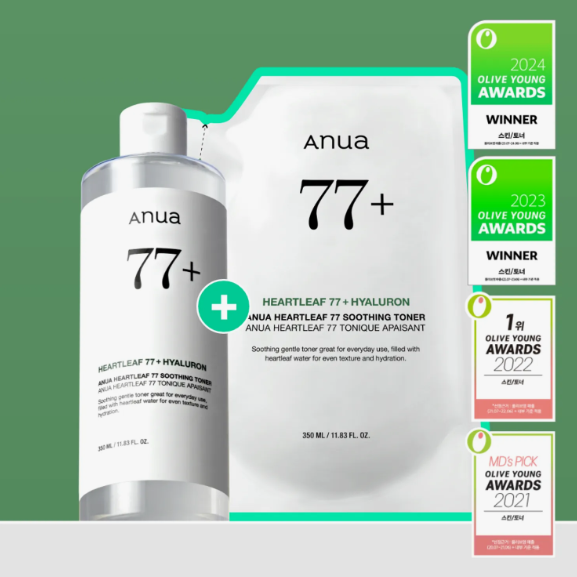 Anua Heartleaf 77 Soothing Toner 350mL Special Set (+350mL Refill)