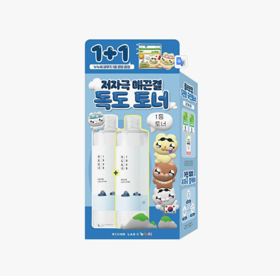 ROUND LAB 1025 Dokdo Toner 300ml 1+1 Set (+Pouch) (NUNUSSI Collaboration)