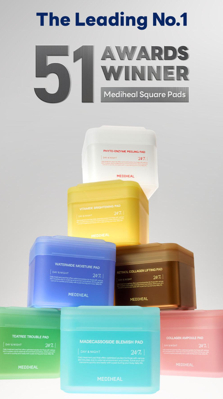 MEDIHEAL Toner Pad 100 Pads (7types Madecassoside Collagen etc)