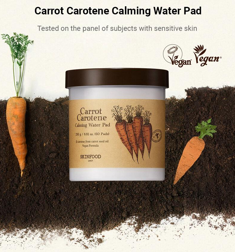 SKINFOOD Carrot Carotene Calming Water Pad 60 Pads (+10 Pads)