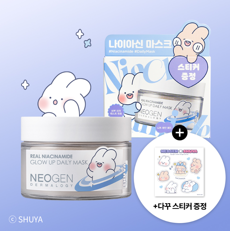[SHUYA & TOYA EDITION] Neogen Dermalogy Real Niacinamide Glow Up Daily Mask Sheet 40ea Set (+Stickers)