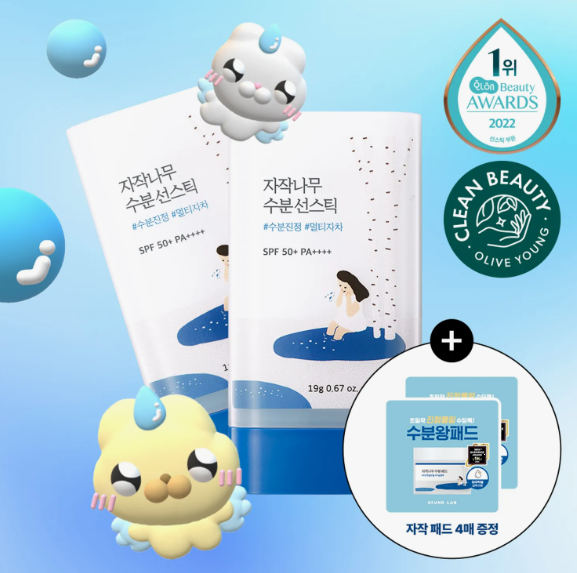 [NUNUSSI EDITION] ROUND LAB Birch Juice Moisturizing Sun Stick 19g Double Pack (+Birch Juice Moisturizing Pad 4P)