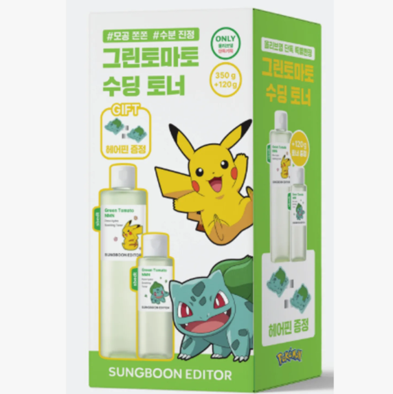 [POKEMON EDITION] SUNGBOON EDITOR Green Tomato NMN Pore Hydro Soothing Toner 350g Set (+120g)