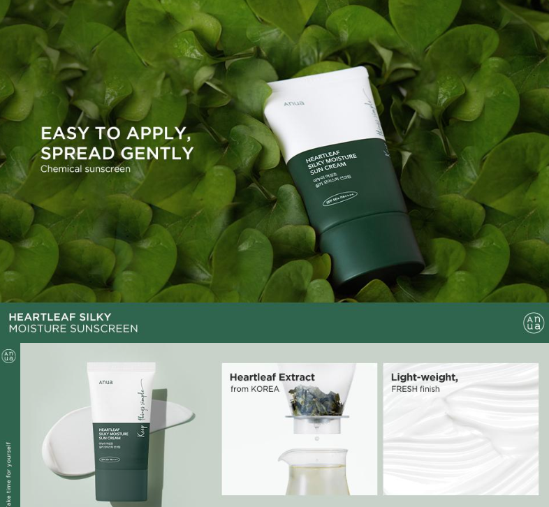 Anua Heartleaf Silky Moisture Sun Cream 50mL + 10mL Special Set
